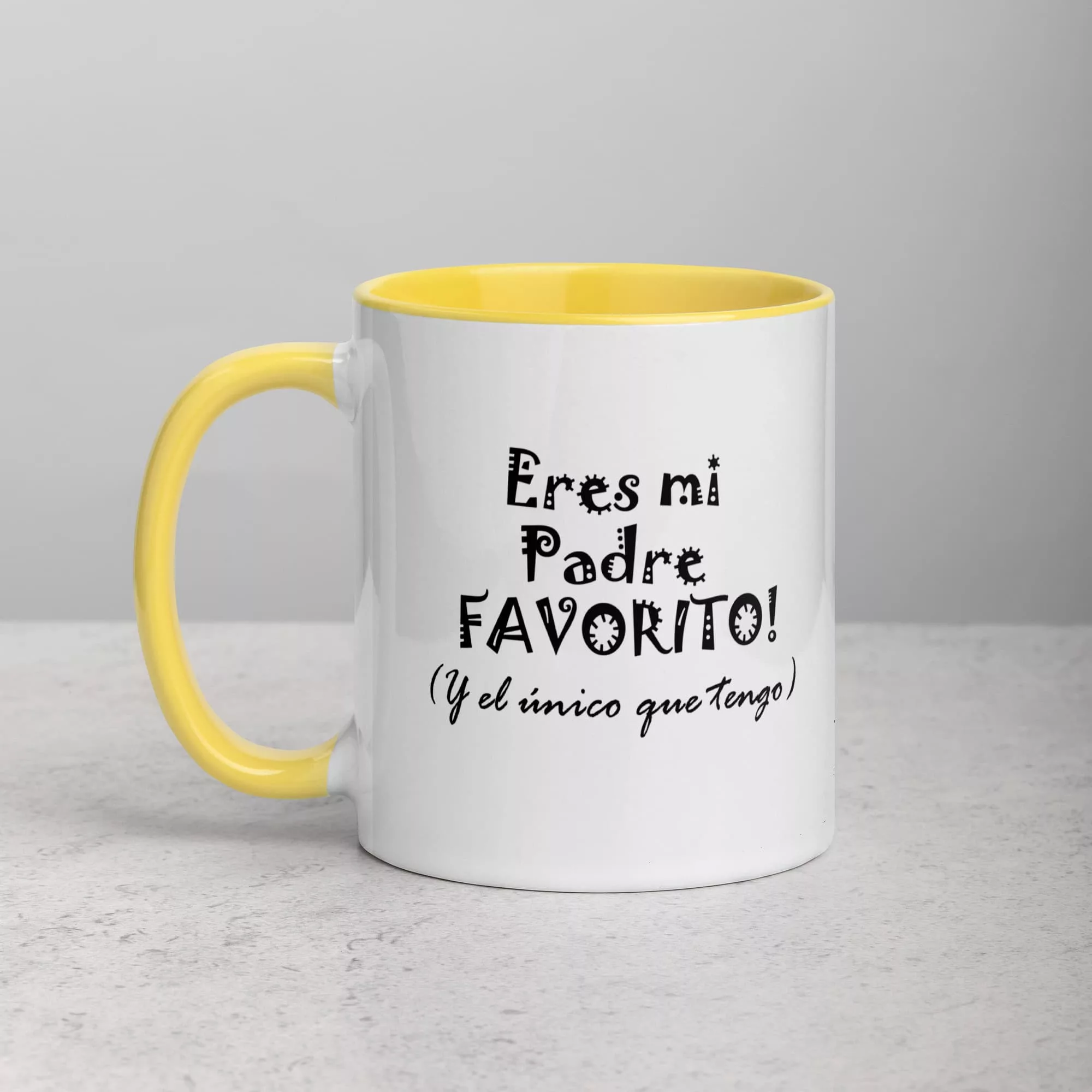taza eres mi padre favorito y el unico color interior amarillo 11oz left | Supertazas
