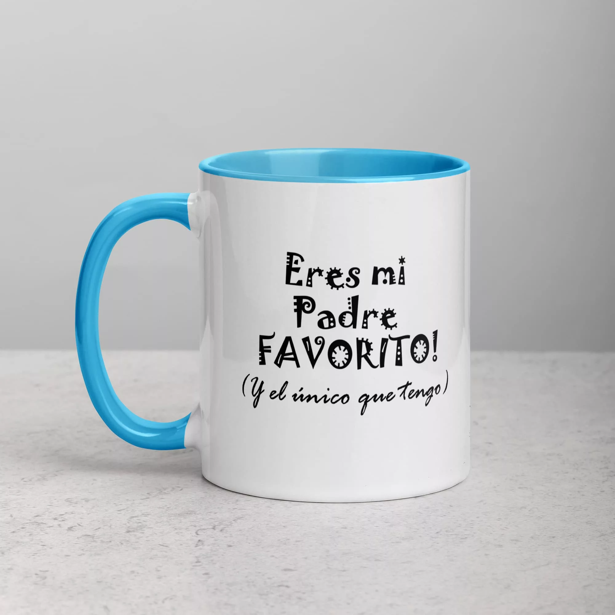 taza eres mi padre favorito y el unico color interior azul 11oz left | Supertazas