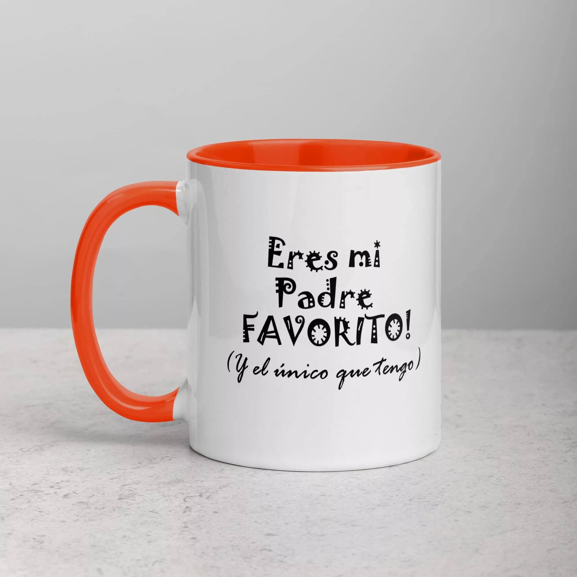 Taza Eres Mi Padre Favorito Y El Unico Color Interior Naranja 11Oz Left - Supertazas taza eres mi padre favorito y el unico color interior naranja 11oz left | Supertazas