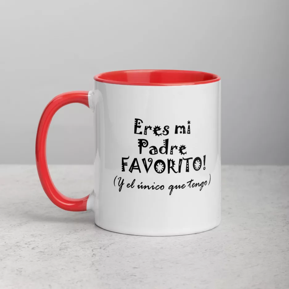 Taza Eres Mi Padre Favorito Y El Unico Color Interior Rojo 11Oz Left - Supertazas taza eres mi padre favorito y el unico color interior rojo 11oz left | Supertazas