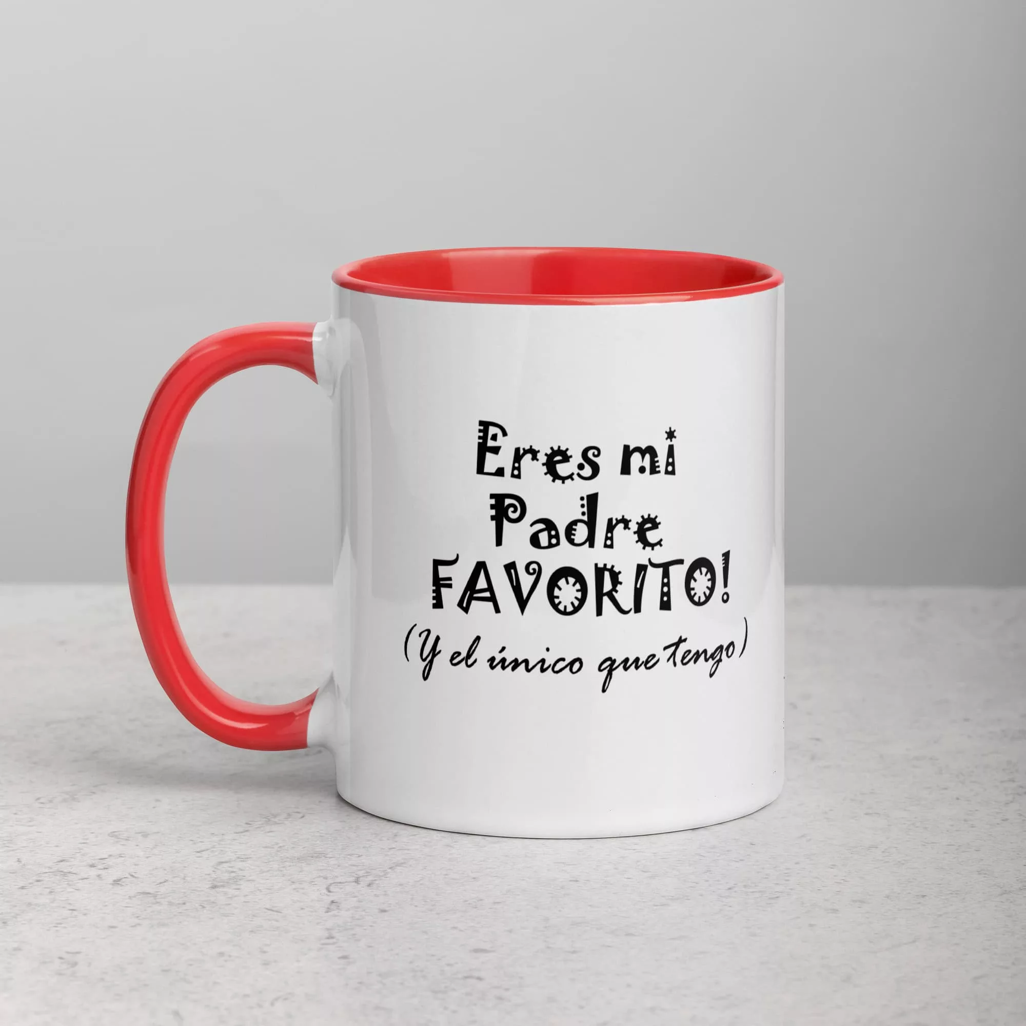 taza eres mi padre favorito y el unico color interior rojo 11oz left | Supertazas