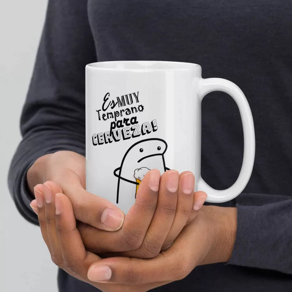 Taza Es Muy Temprano Para Cerveza Blanca Brillante Blanco 15Oz Right - Supertazas taza es muy temprano para cerveza blanca brillante blanco 15oz right | Supertazas