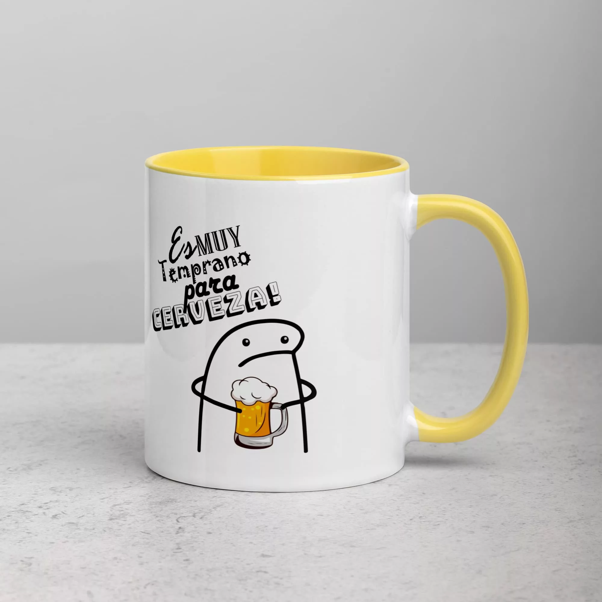 Taza Es Muy Temprano Para Cerveza Color Interior Amarillo 11Oz Right - Supertazas taza es muy temprano para cerveza color interior amarillo 11oz right | Supertazas