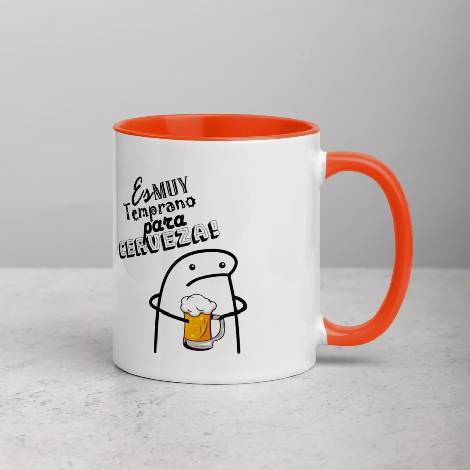 Taza Es Muy Temprano Para Cerveza Color Interior Naranja 11Oz Right - Supertazas taza es muy temprano para cerveza color interior naranja 11oz right | Supertazas