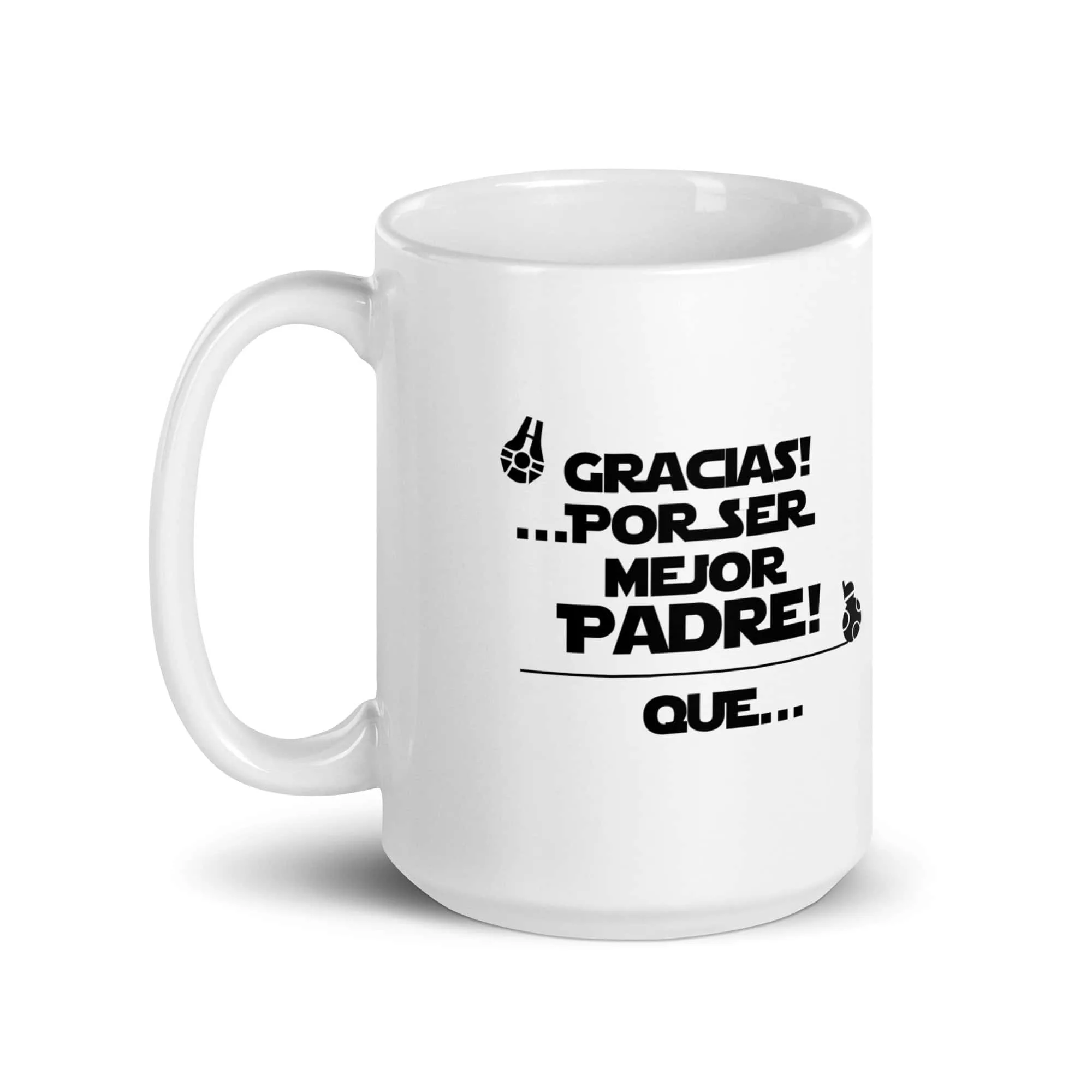 Taza Gracias Por Ser Mejor Padre Que Darth Vader Blanca Brillante Blanco 15Oz Left - Supertazas taza gracias por ser mejor padre que darth vader blanca brillante blanco 15oz left | Supertazas