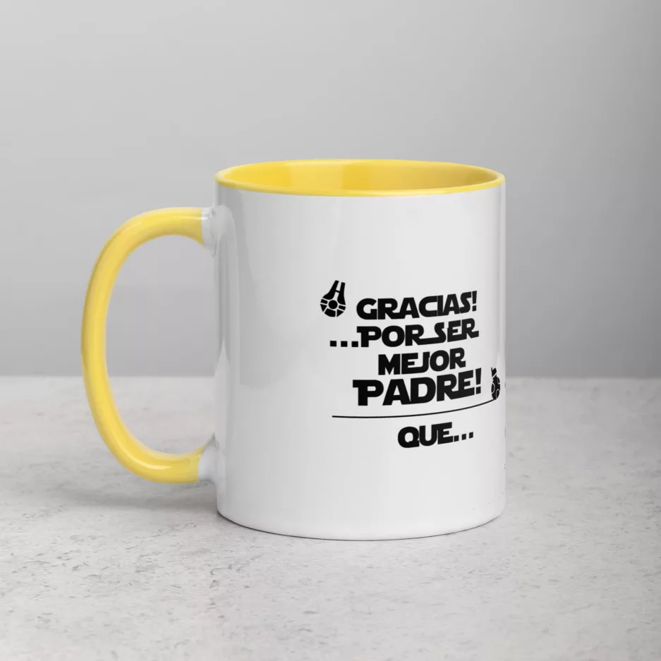 Taza Gracias Por Ser Mejor Padre Que Darth Vader Color Interior Amarillo 11Oz Left - Supertazas taza gracias por ser mejor padre que darth vader color interior amarillo 11oz left | Supertazas