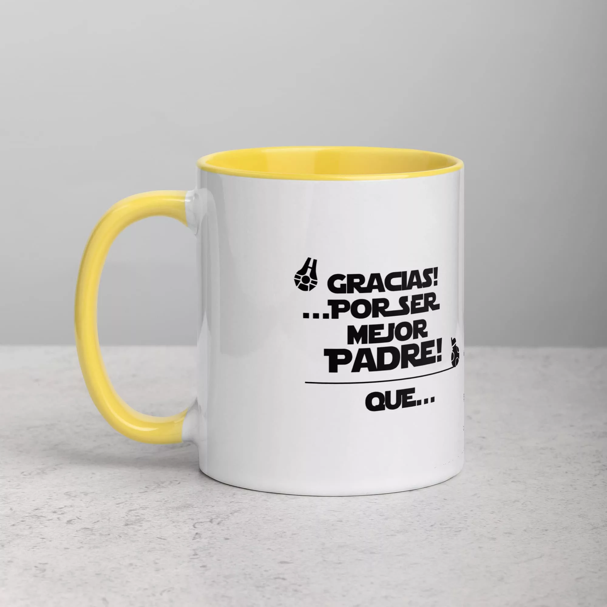 Taza Gracias Por Ser Mejor Padre Que Darth Vader Color Interior Amarillo 11Oz Left - Supertazas taza gracias por ser mejor padre que darth vader color interior amarillo 11oz left | Supertazas