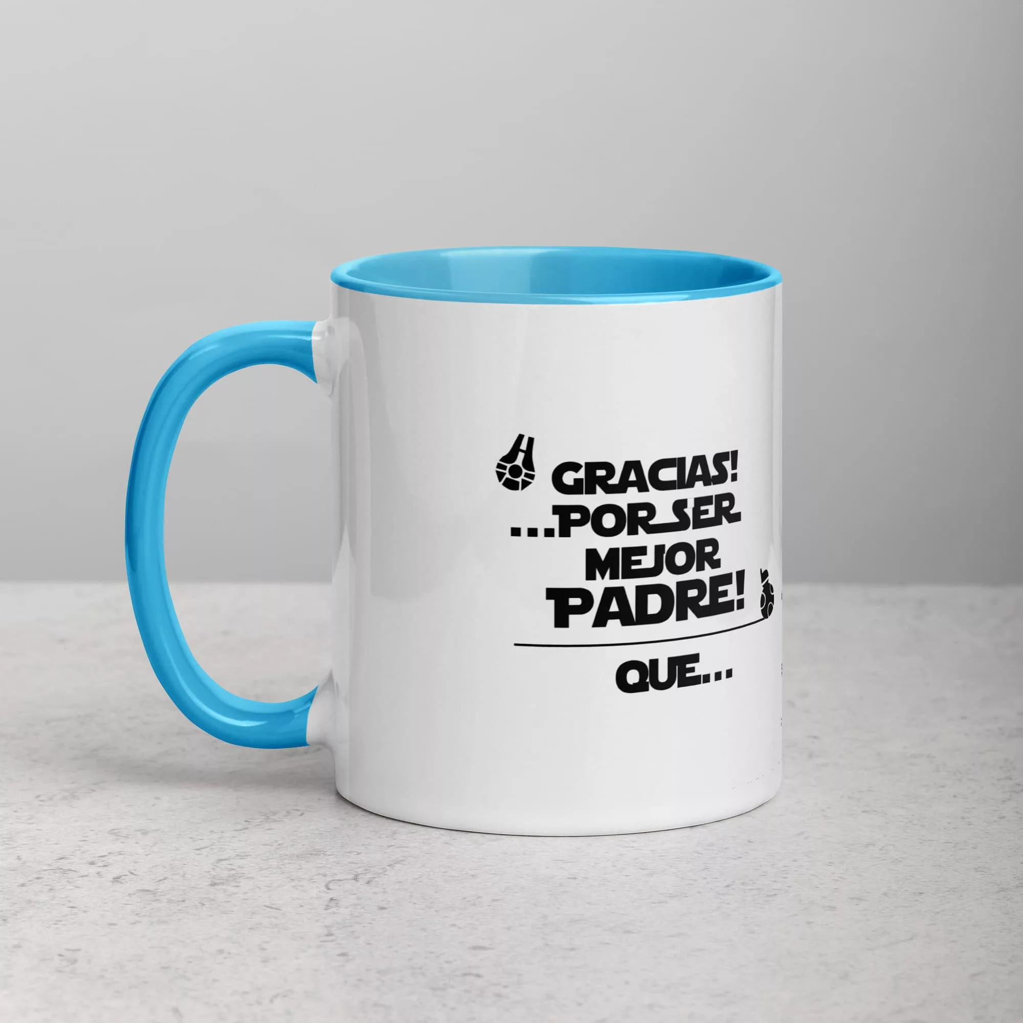 Taza Gracias Por Ser Mejor Padre Que Darth Vader Color Interior Azul 11Oz Left - Supertazas taza gracias por ser mejor padre que darth vader color interior azul 11oz left | Supertazas