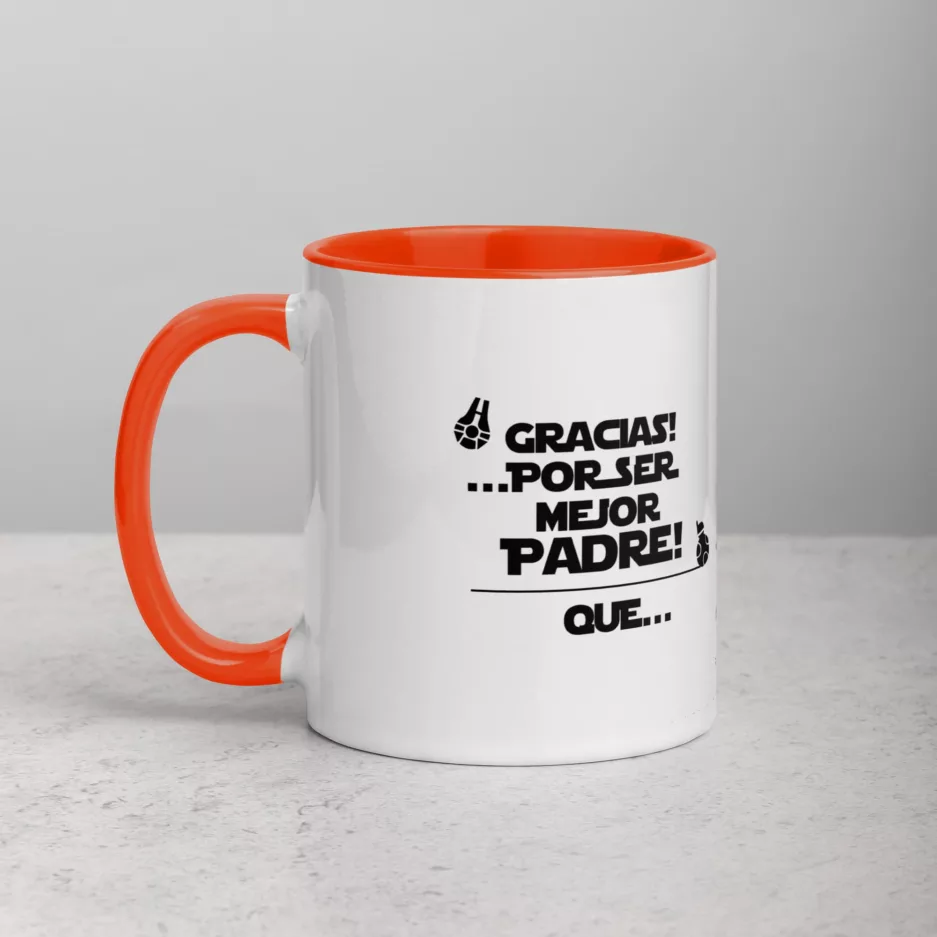 Taza Gracias Por Ser Mejor Padre Que Darth Vader Color Interior Naranja 11Oz Left - Supertazas taza gracias por ser mejor padre que darth vader color interior naranja 11oz left | Supertazas