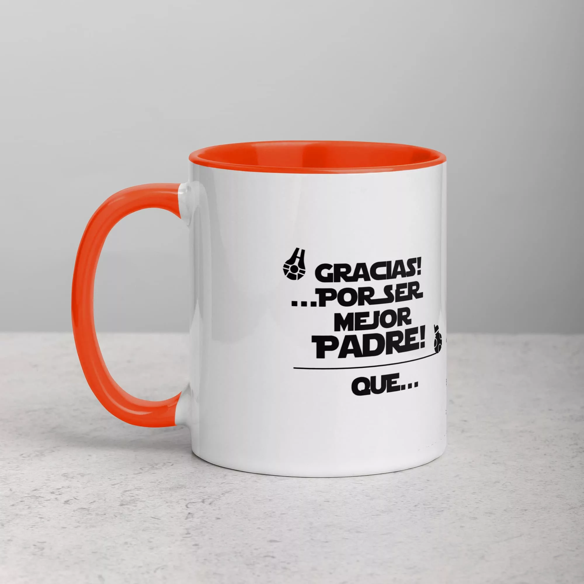 Taza Gracias Por Ser Mejor Padre Que Darth Vader Color Interior Naranja 11Oz Left - Supertazas taza gracias por ser mejor padre que darth vader color interior naranja 11oz left | Supertazas