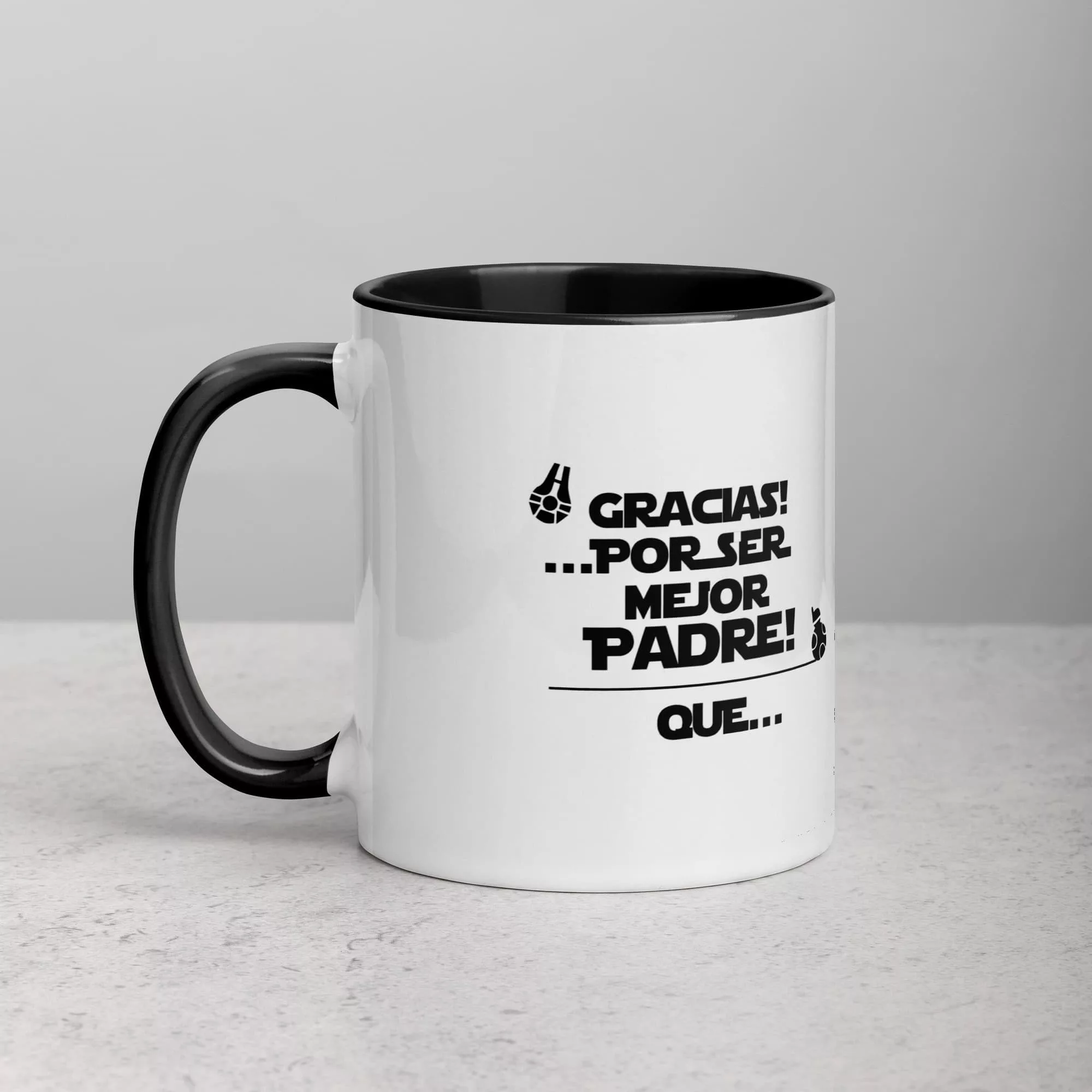 Taza Gracias Por Ser Mejor Padre Que Darth Vader Color Interior Negro 11Oz Left - Supertazas taza gracias por ser mejor padre que darth vader color interior negro 11oz left | Supertazas