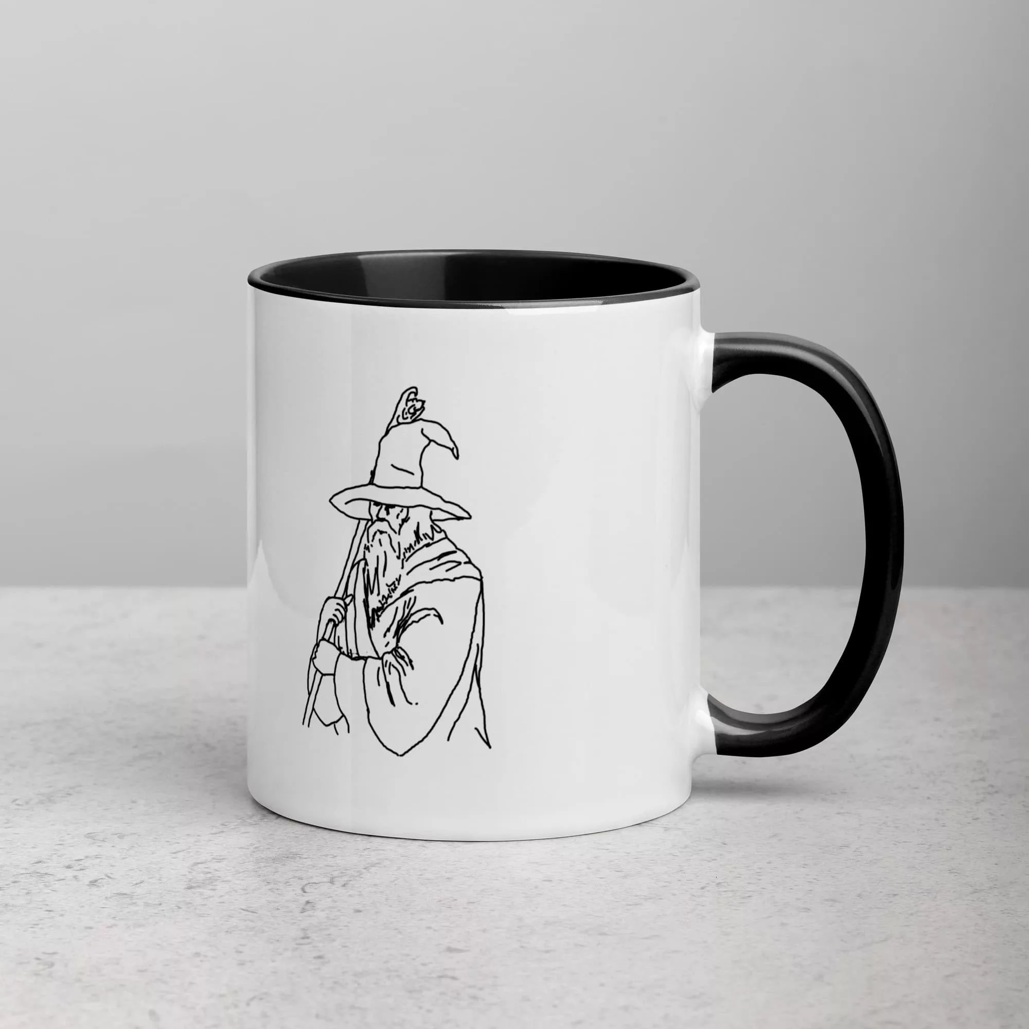 taza gandalf un mago nunca llega tarde color interior negro 11oz right | Supertazas