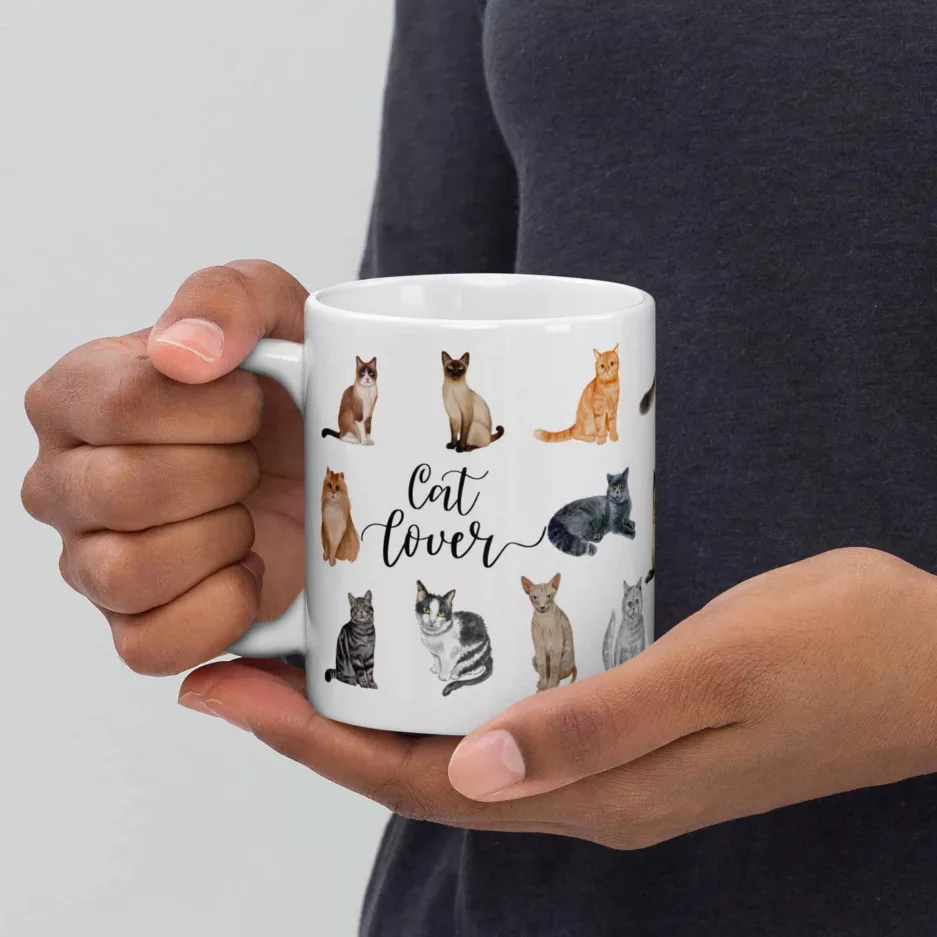 taza gatos cat lover blanca brillante blanco 11oz left | Supertazas