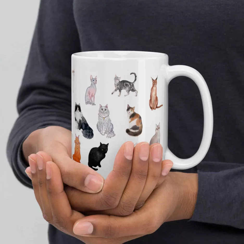 taza gatos cat lover blanca brillante blanco 15oz right | Supertazas