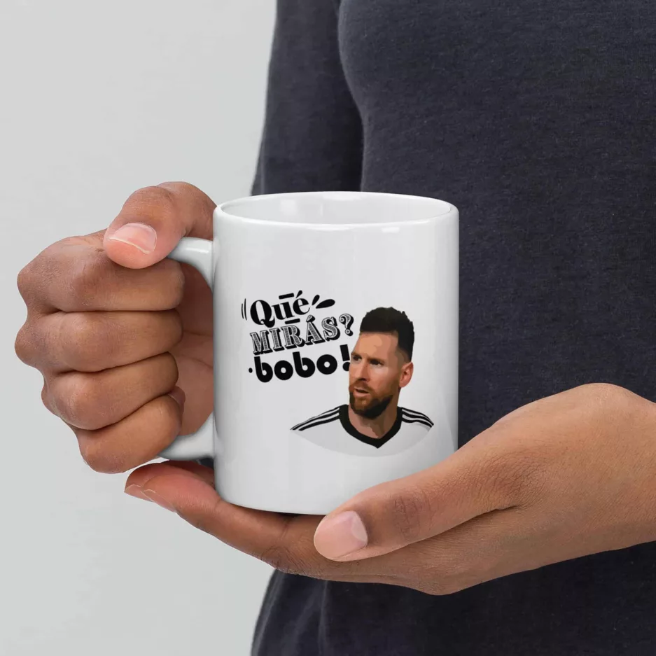 Taza Messi Que Miras Bobo Blanca Brillante Blanco 11Oz Left - Supertazas taza messi que miras bobo blanca brillante blanco 11oz left | Supertazas