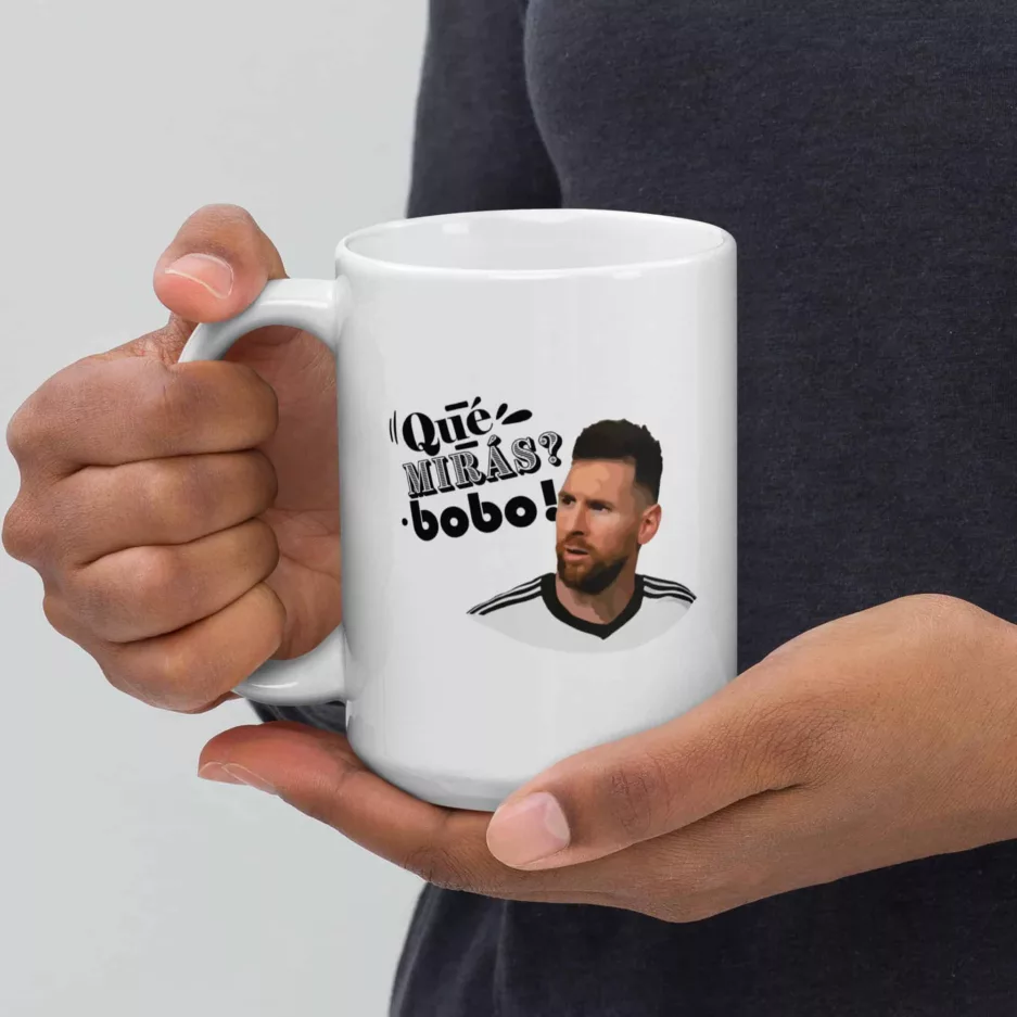 Taza Messi Que Miras Bobo Blanca Brillante Blanco 15Oz Left - Supertazas taza messi que miras bobo blanca brillante blanco 15oz left | Supertazas