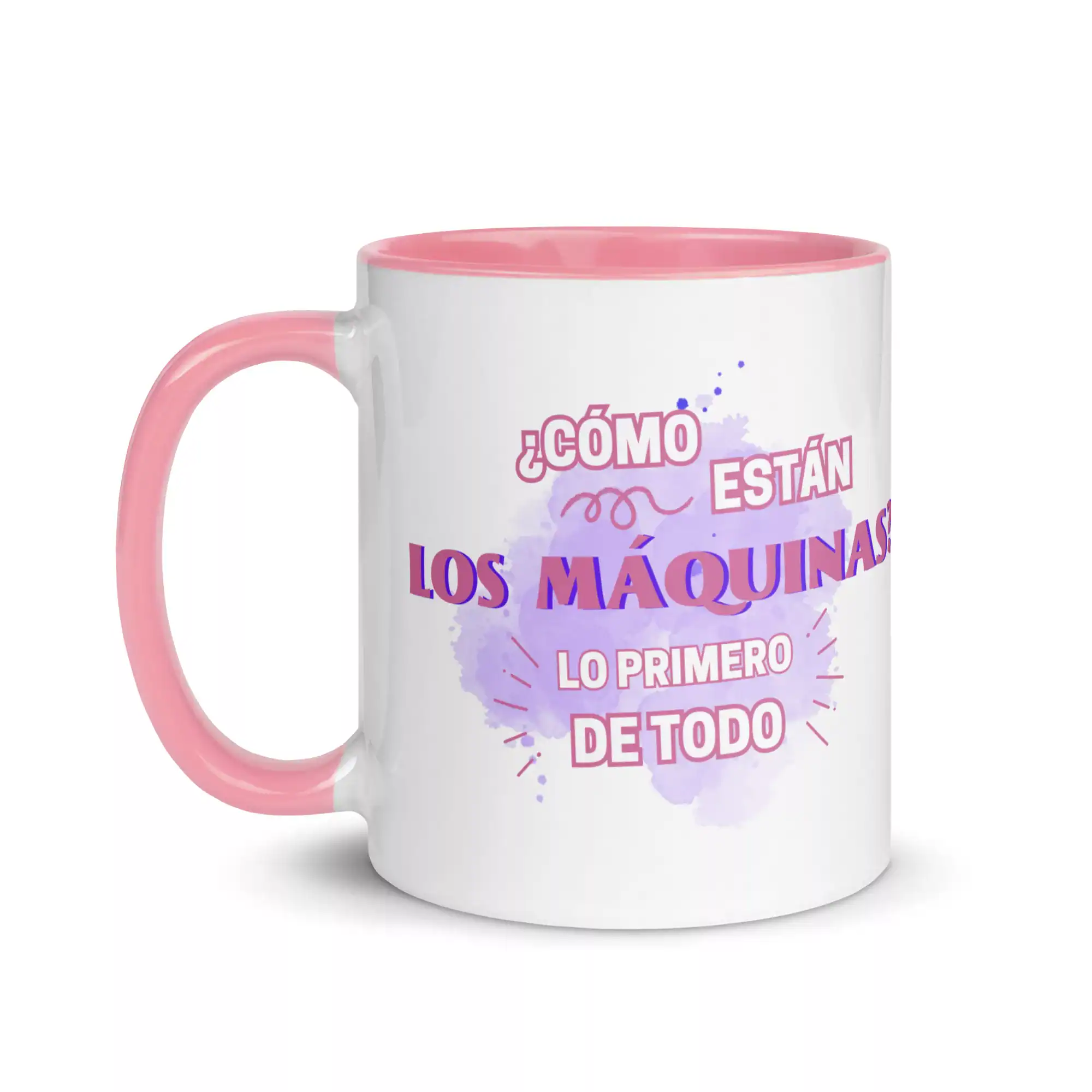 taza como estan los maquinas color interior rosa 11oz left | Supertazas