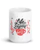 taza life begins after coffee blanca brillante blanco 15oz front 5 | Supertazas