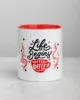 taza life begins after coffee color interior rojo 11oz front | Supertazas