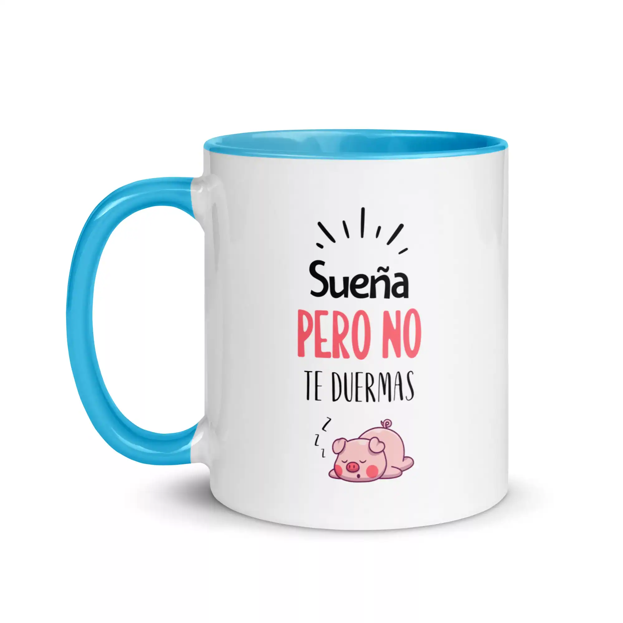 taza suena pero no te duermas color interior azul 11oz left | Supertazas