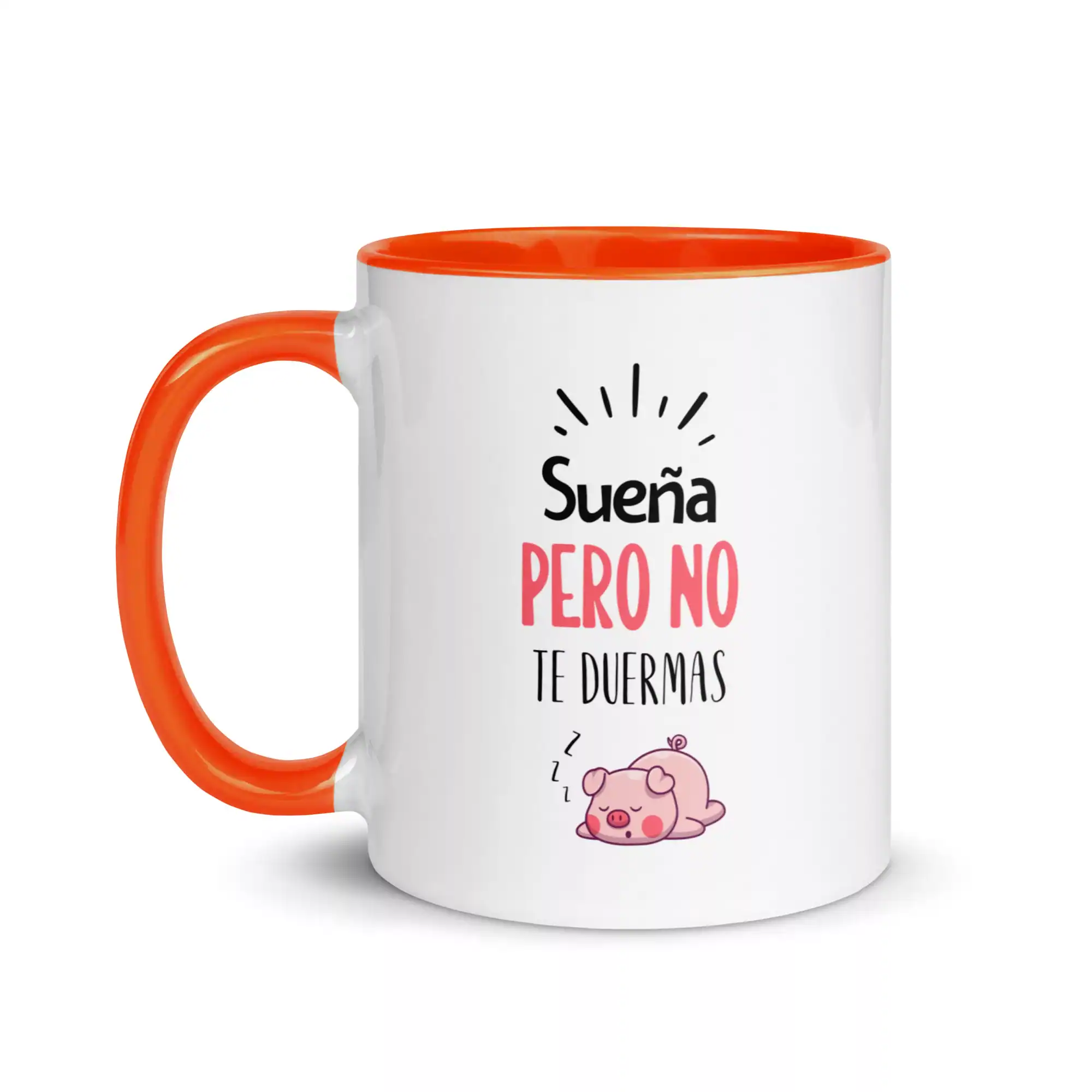 taza suena pero no te duermas color interior naranja 11oz left | Supertazas