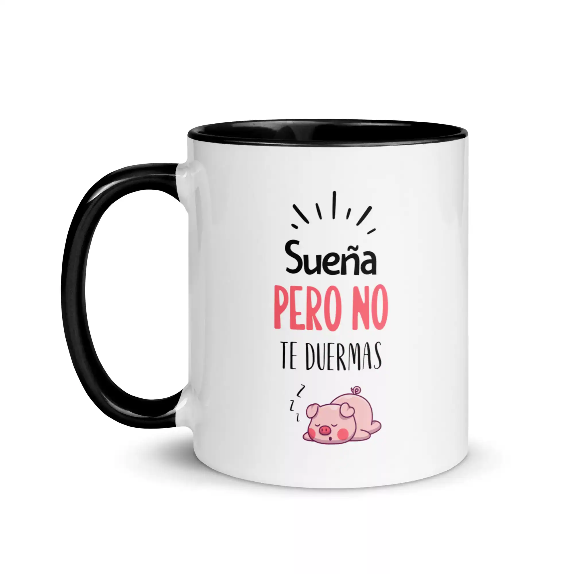 taza suena pero no te duermas color interior negro 11oz left | Supertazas