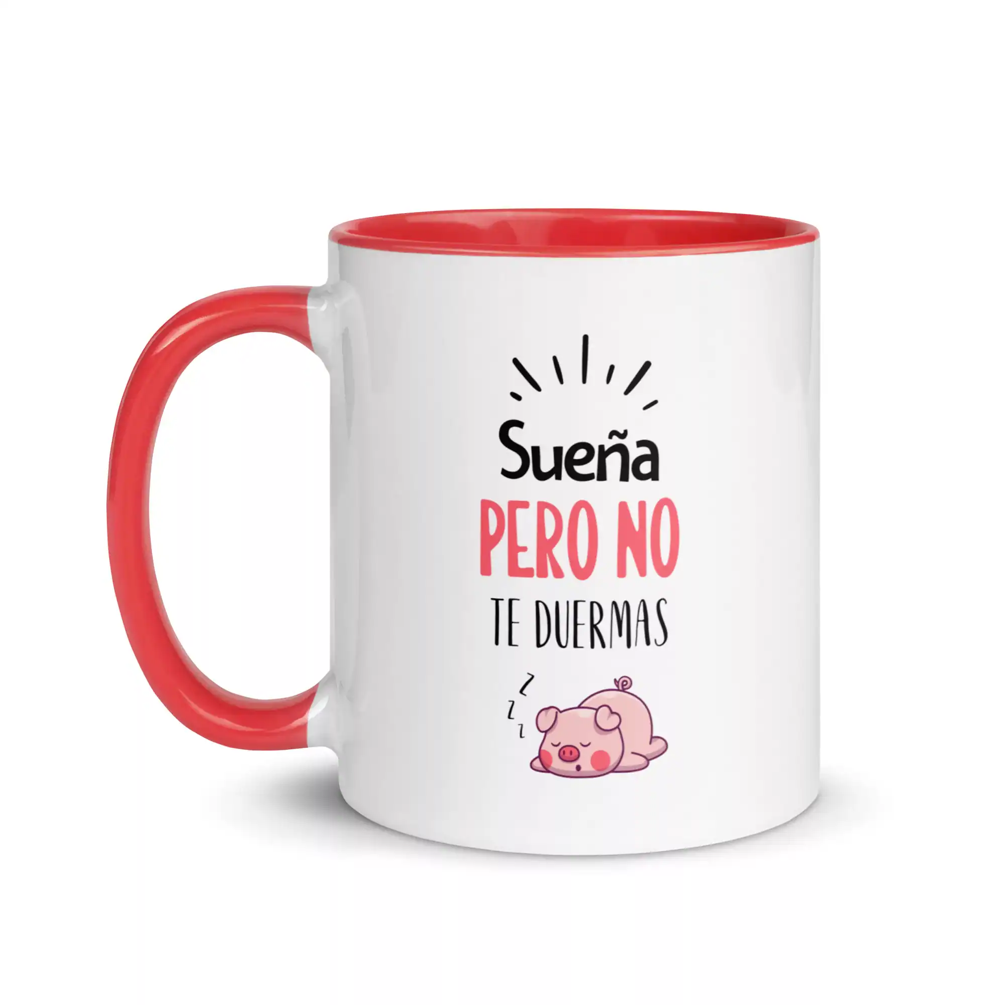 taza suena pero no te duermas color interior rojo 11oz left | Supertazas