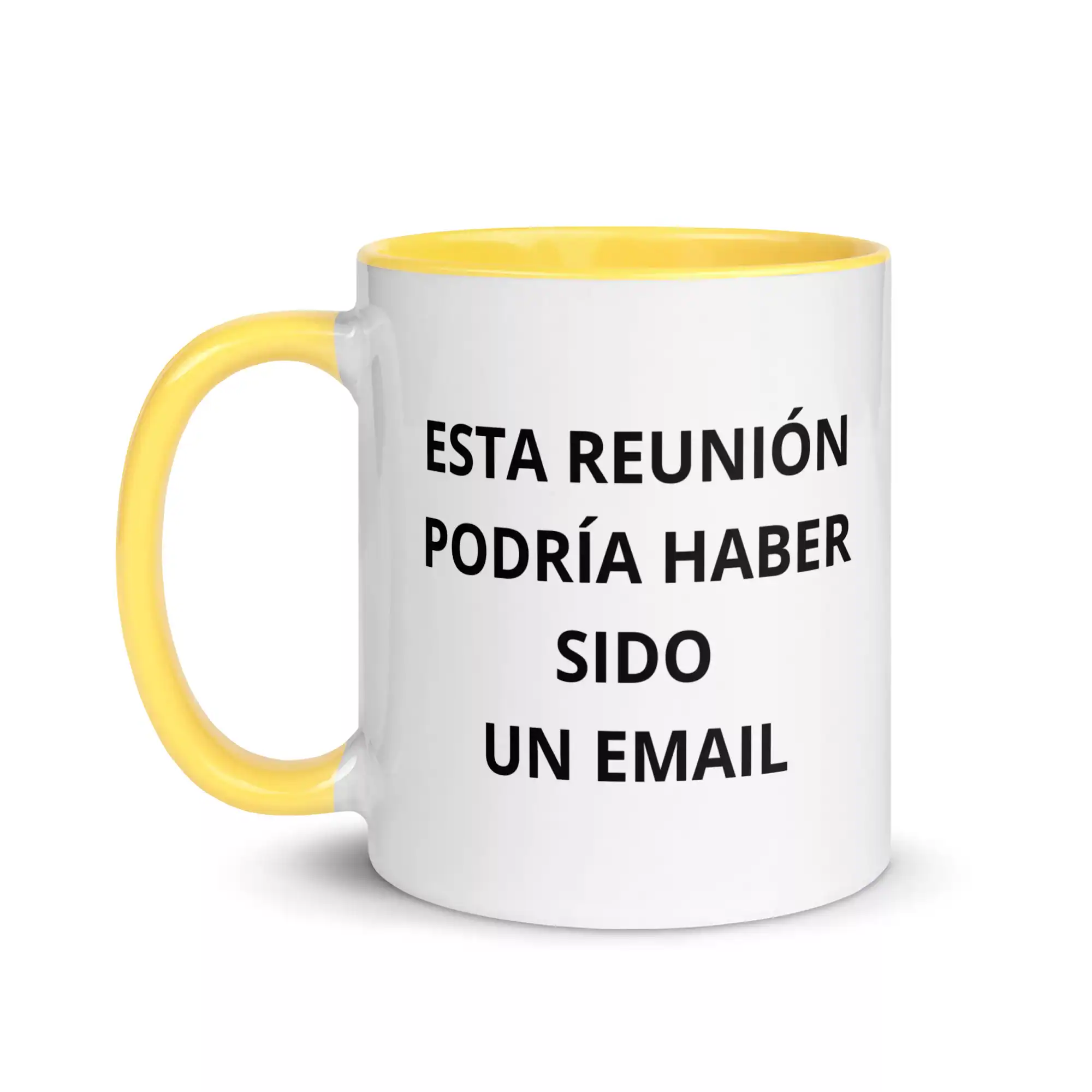 taza esta reunion podria haber sido un email color interior amarillo 11oz left | Supertazas