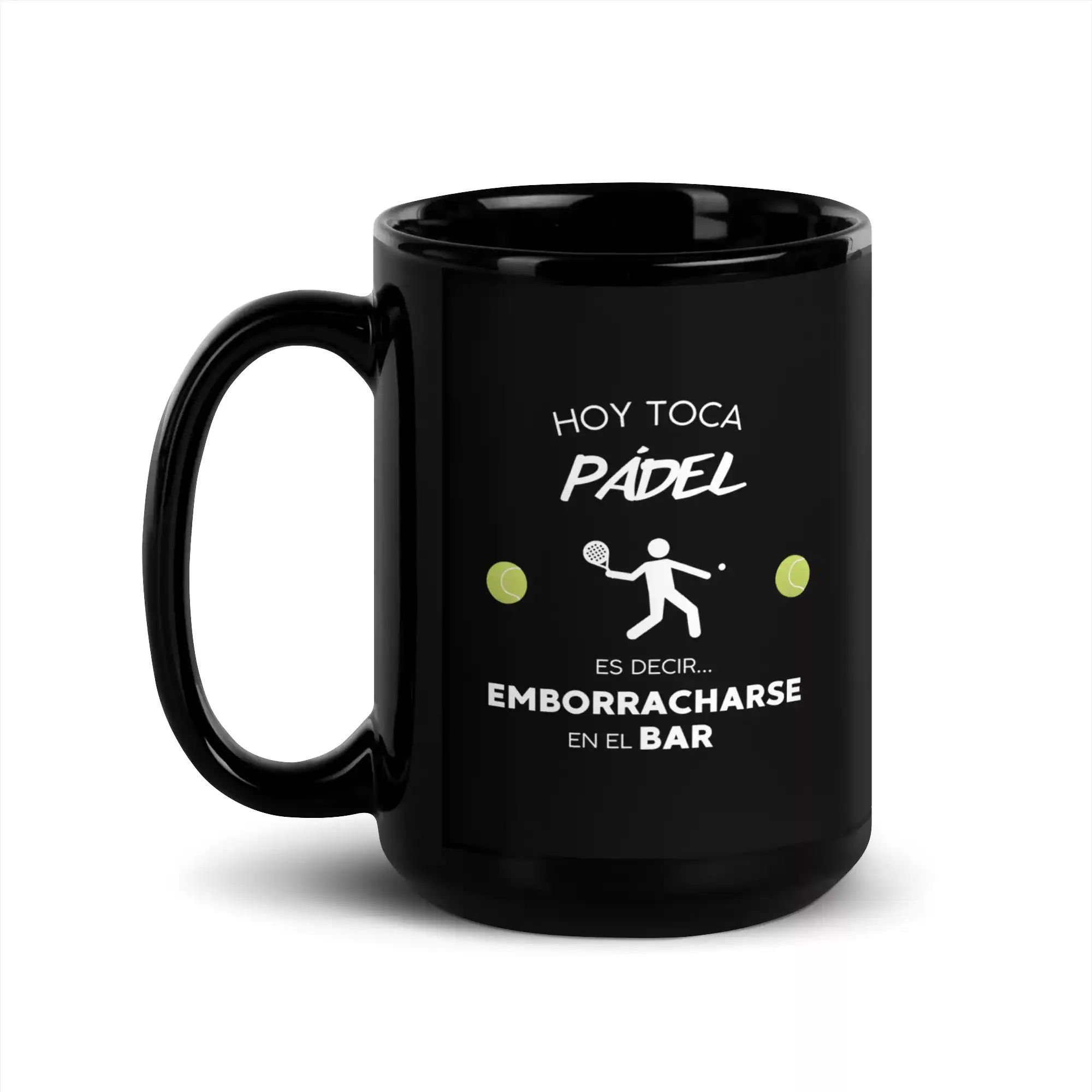 Taza Hoy Toca Padel Negra Brillante Negro 15Oz Left - Supertazas taza hoy toca padel negra brillante negro 15oz left | Supertazas