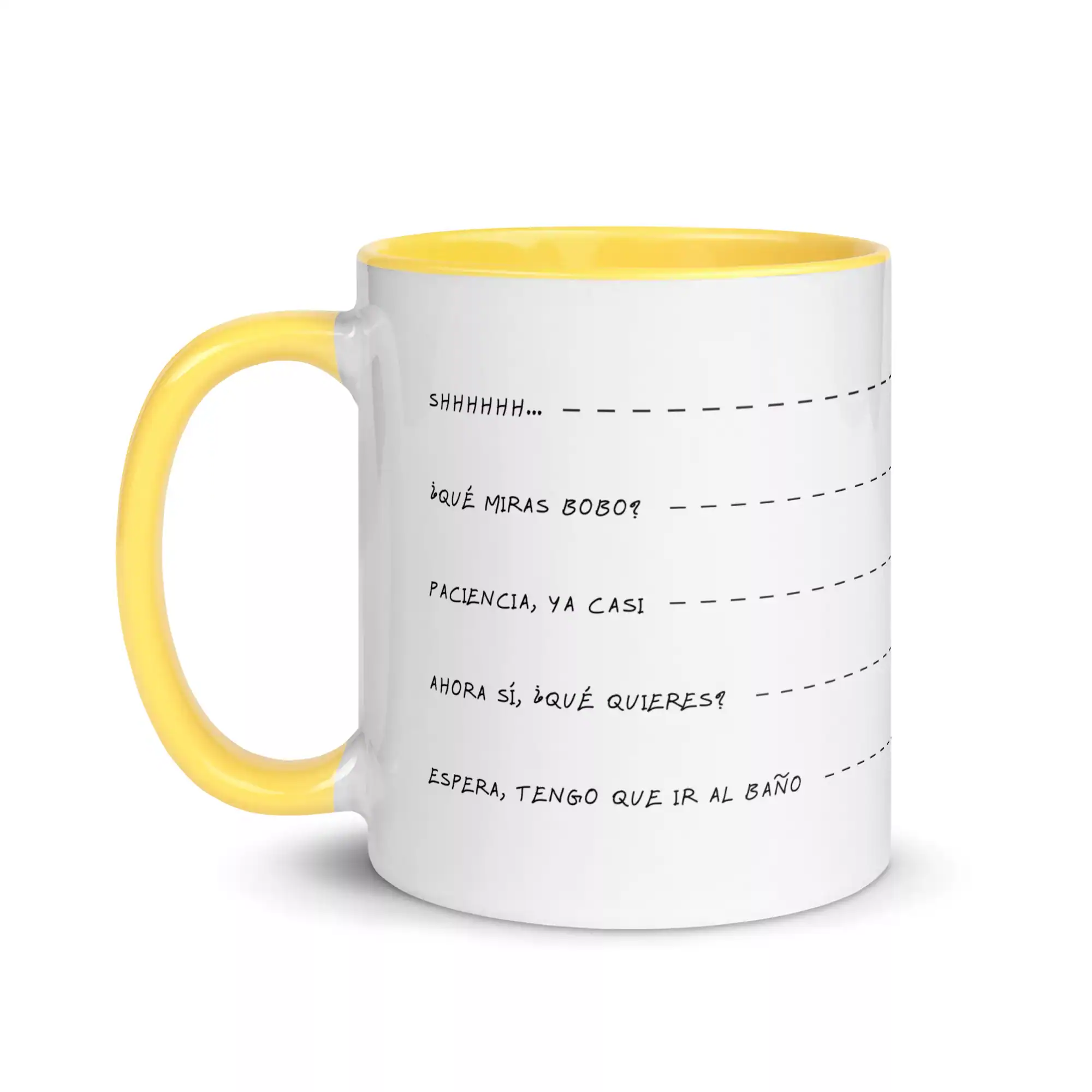 Taza Shh Que Miras Bobo Ahora Si Color Interior Amarillo 11Oz Left - Supertazas taza shh que miras bobo ahora si color interior amarillo 11oz left | Supertazas