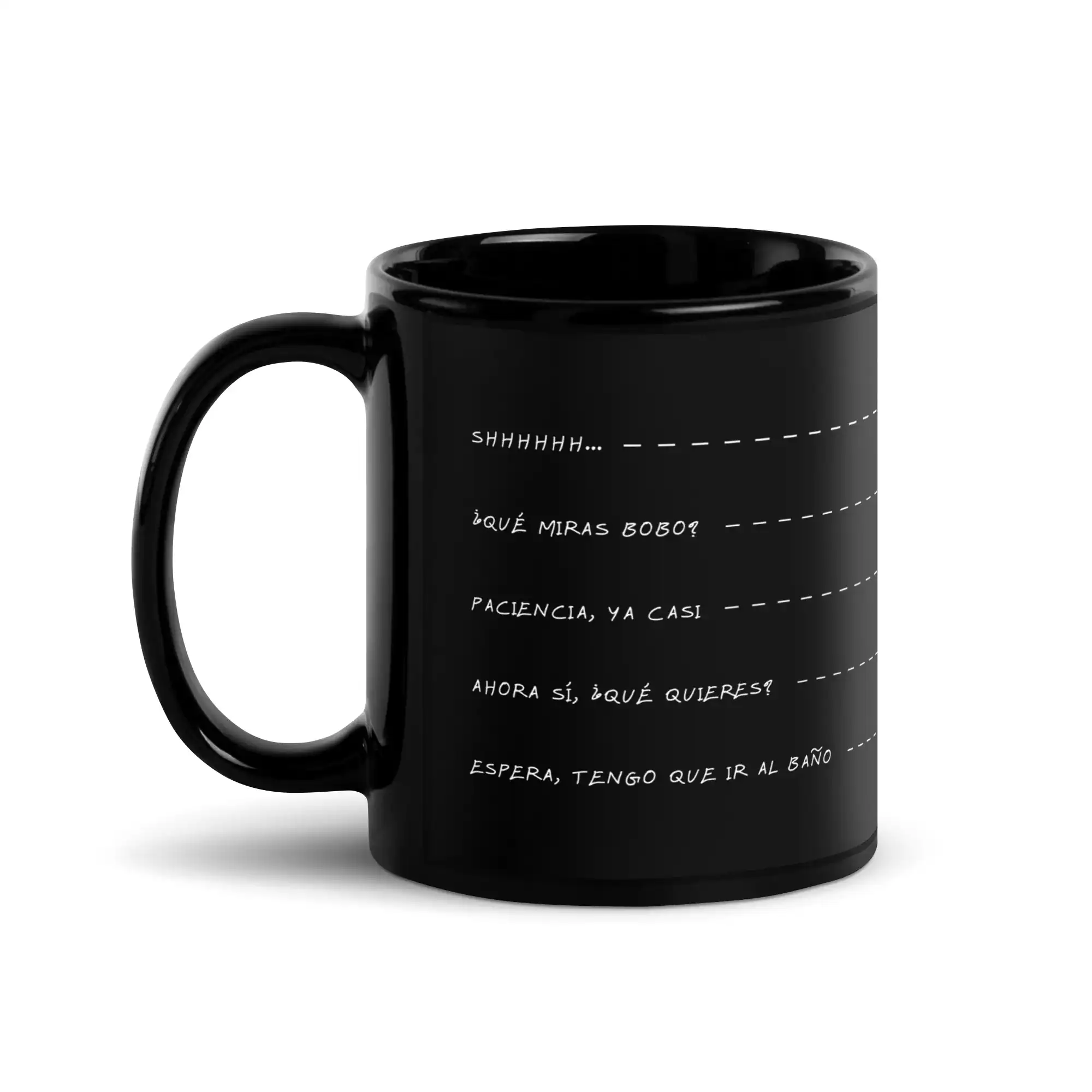 Taza Shh Que Miras Bobo Ahora Si Negra Brillante Negro 11Oz Left - Supertazas taza shh que miras bobo ahora si negra brillante negro 11oz left | Supertazas