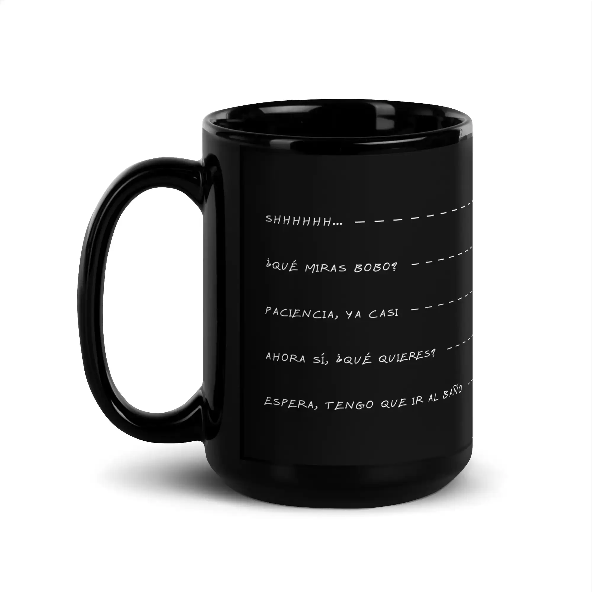 Taza Shh Que Miras Bobo Ahora Si Negra Brillante Negro 15Oz Left - Supertazas taza shh que miras bobo ahora si negra brillante negro 15oz left | Supertazas