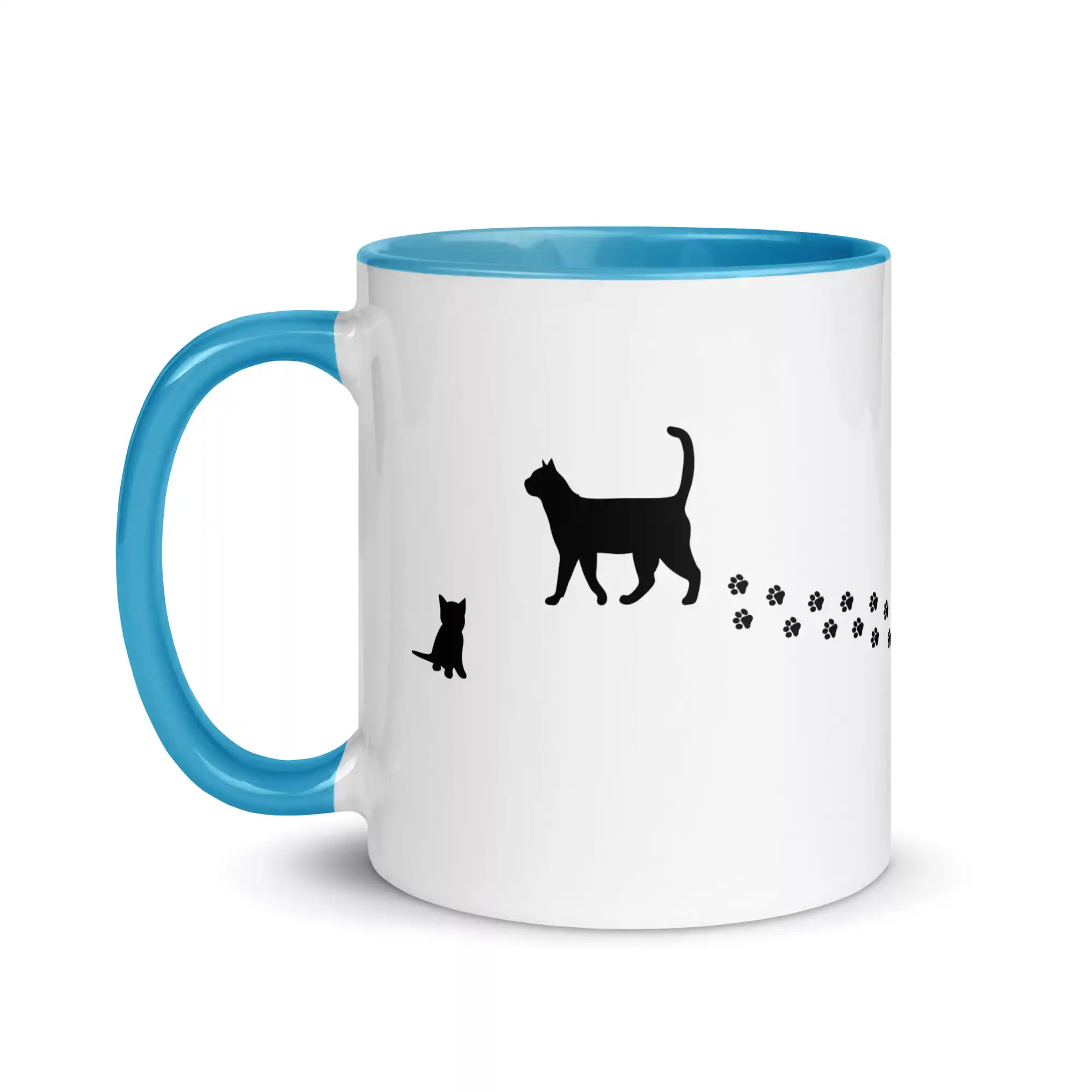 taza silueta de gatos color interior azul 11oz left | Supertazas