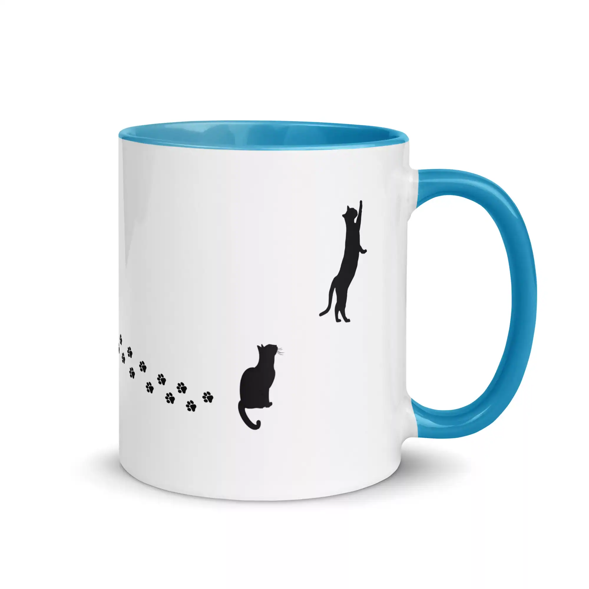 taza silueta de gatos color interior azul 11oz right | Supertazas