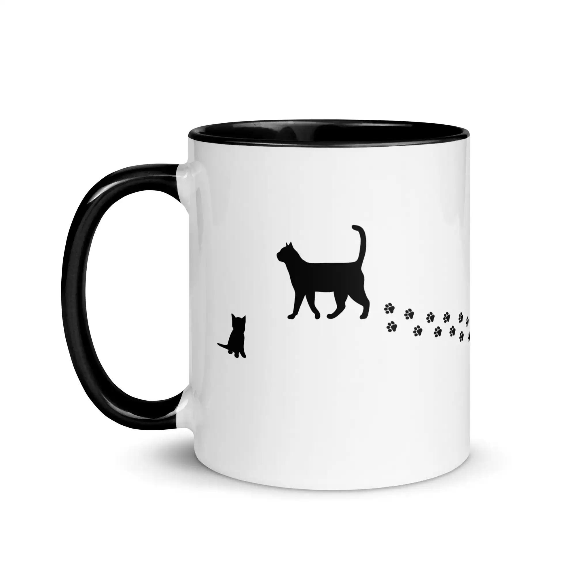 taza silueta de gatos color interior negro 11oz left | Supertazas