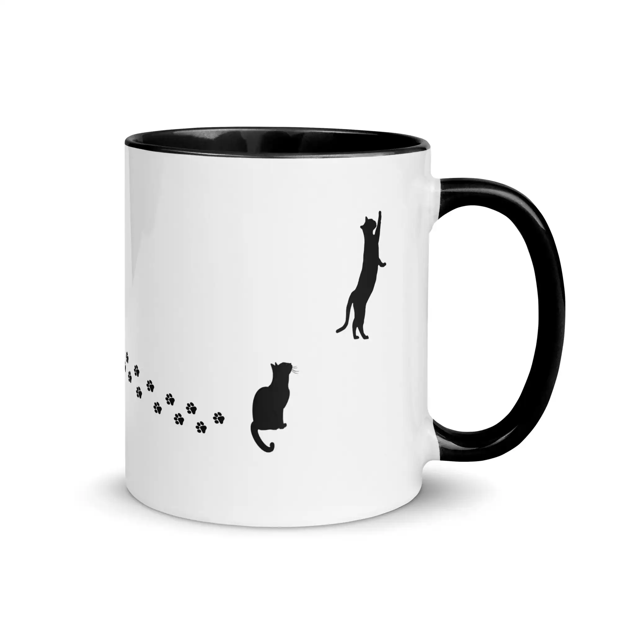 taza silueta de gatos color interior negro 11oz right | Supertazas