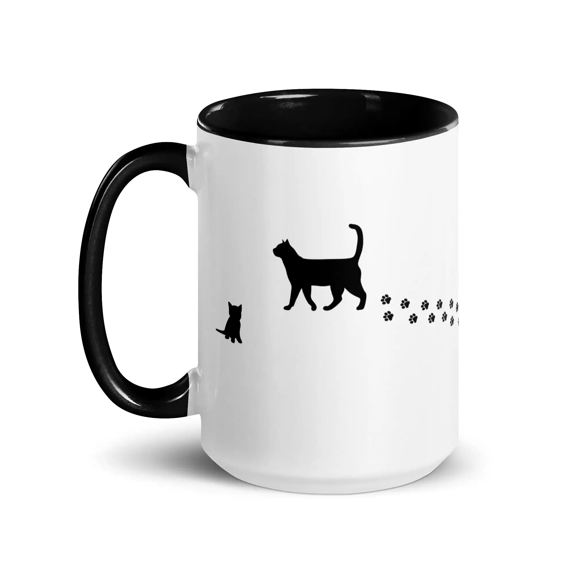 taza silueta de gatos color interior negro 15oz left | Supertazas
