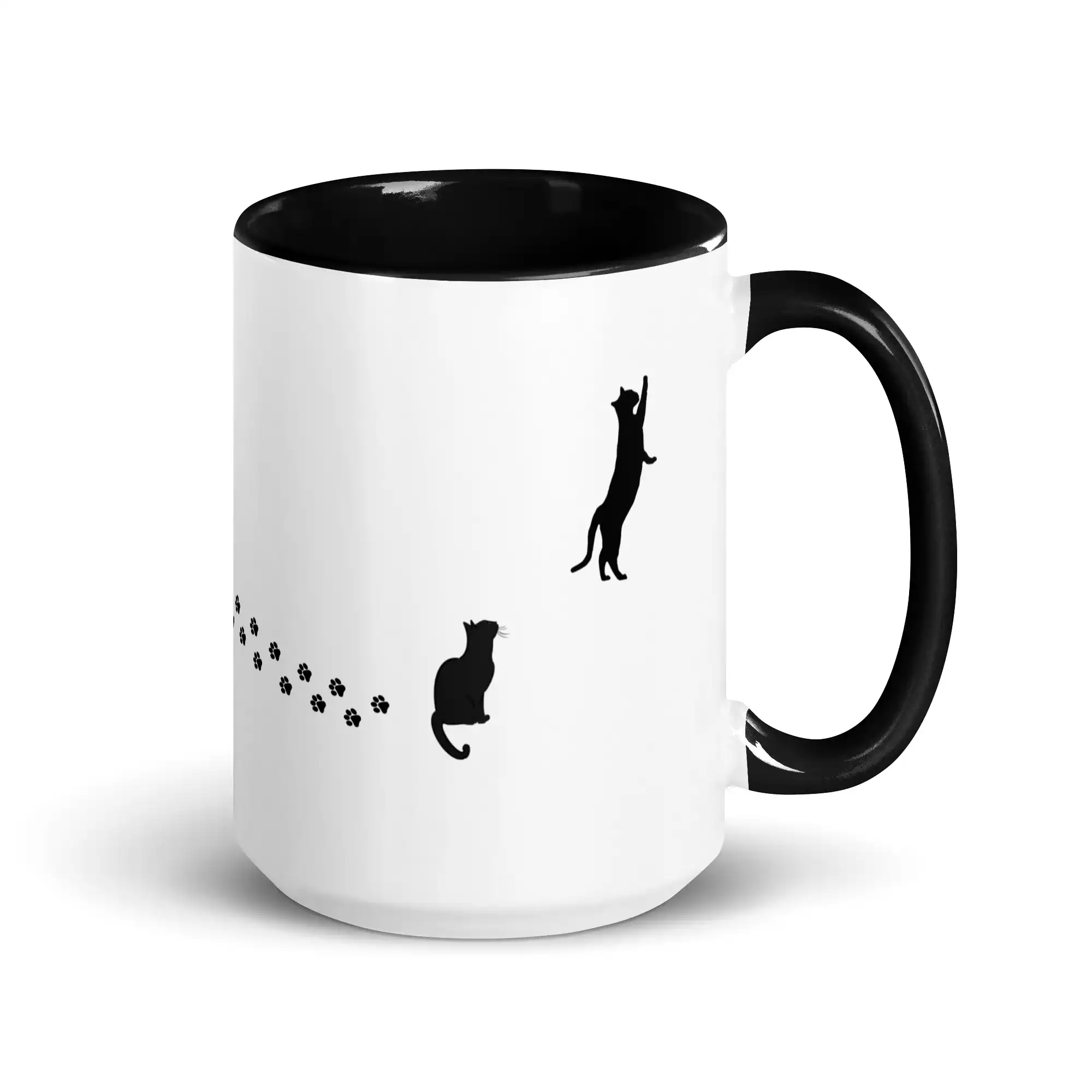 taza silueta de gatos color interior negro 15oz right | Supertazas