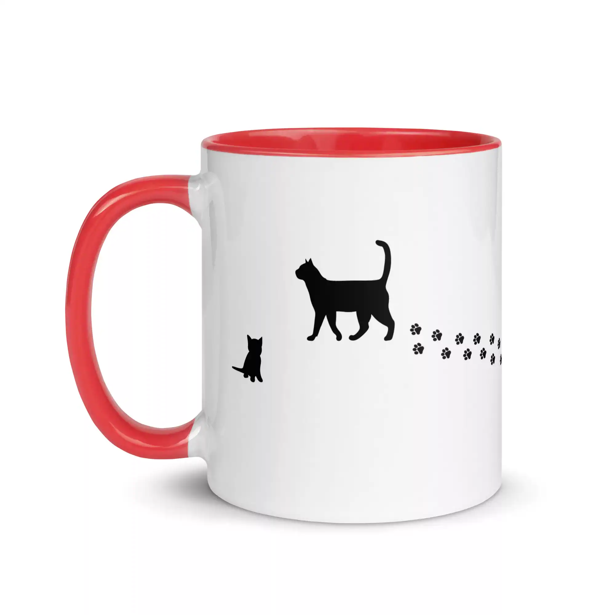 taza silueta de gatos color interior rojo 11oz left | Supertazas