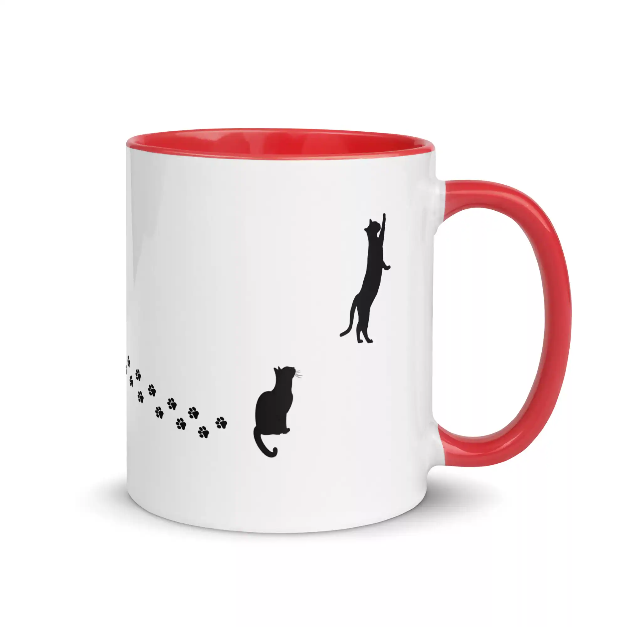 taza silueta de gatos color interior rojo 11oz right | Supertazas