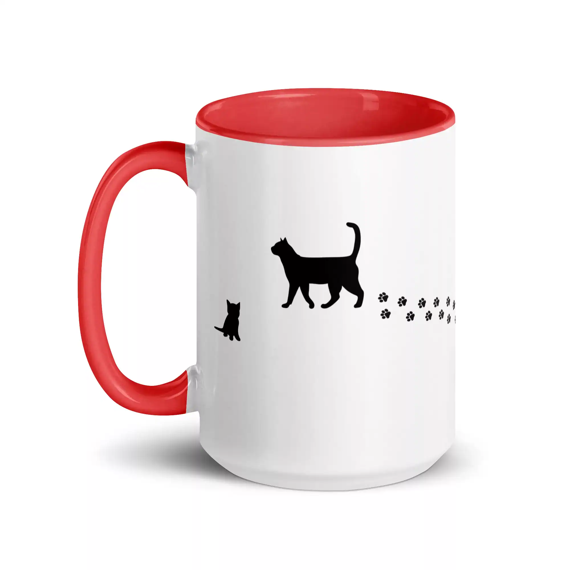taza silueta de gatos color interior rojo 15oz left | Supertazas