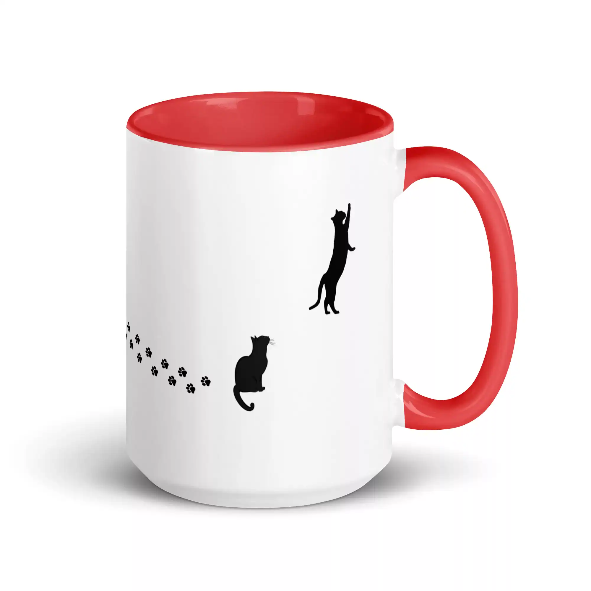 taza silueta de gatos color interior rojo 15oz right | Supertazas