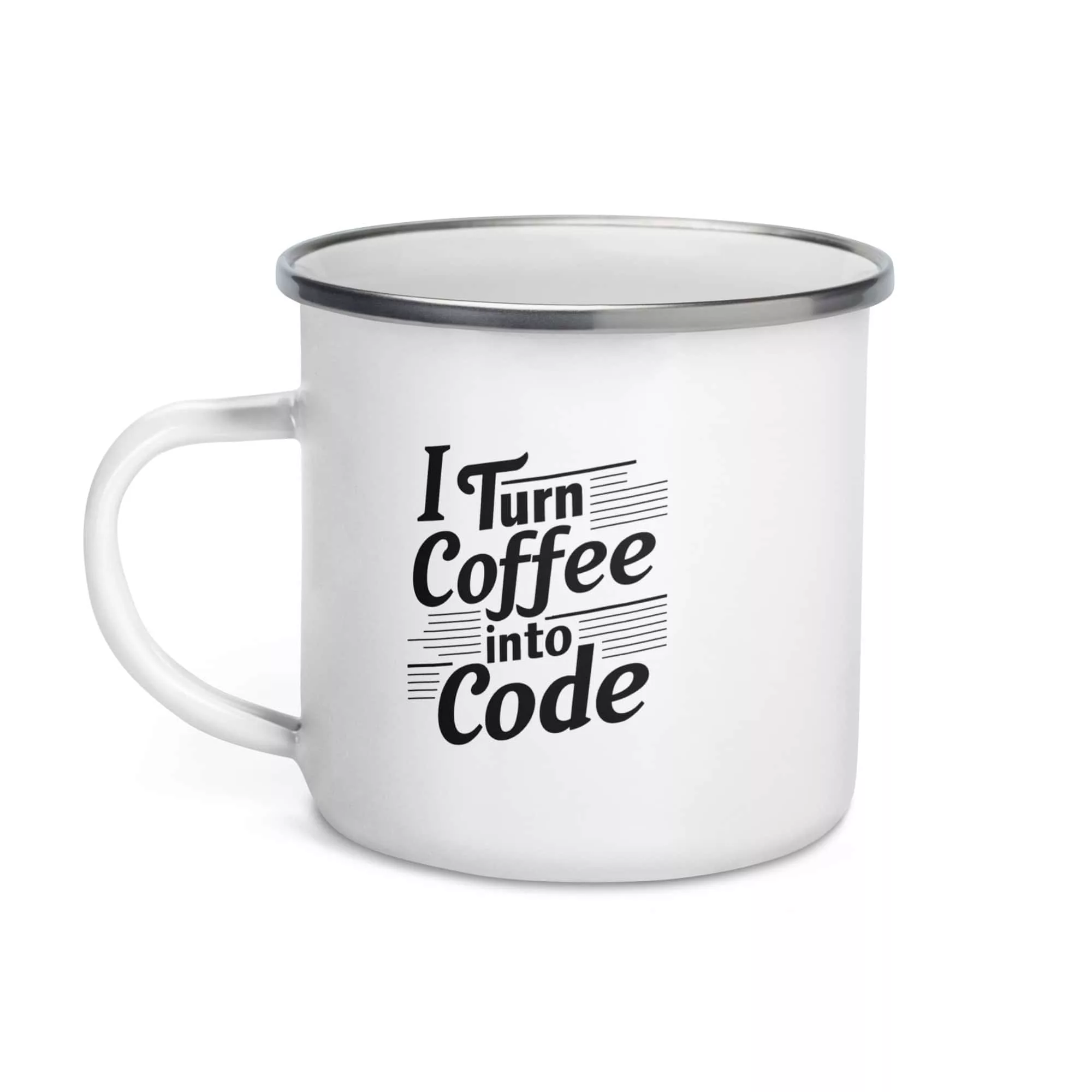 Taza I Turn Coffee Into Code Metalica Blanco 12Oz Left - Supertazas taza i turn coffee into code Metalica blanco 12oz left | Supertazas