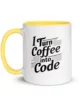 taza i turn coffee into code color interior amarillo 11oz left taza i turn coffee into code color interior amarillo 11oz left | Supertazas