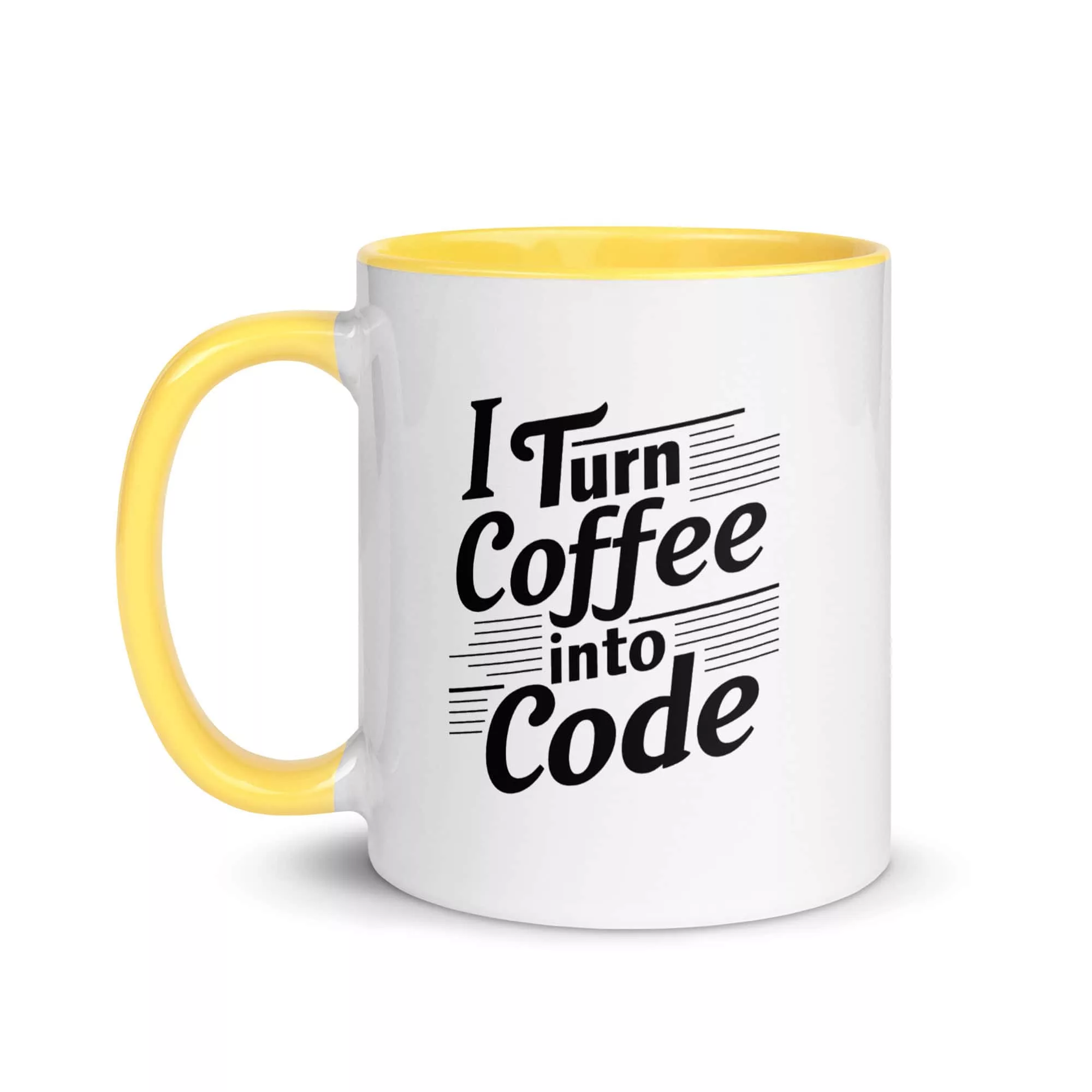 Taza I Turn Coffee Into Code Color Interior Amarillo 11Oz Left - Supertazas taza i turn coffee into code color interior amarillo 11oz left | Supertazas