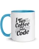 taza i turn coffee into code color interior azul 11oz left taza i turn coffee into code color interior azul 11oz left | Supertazas