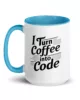 taza i turn coffee into code color interior azul 15oz left taza i turn coffee into code color interior azul 15oz left | Supertazas