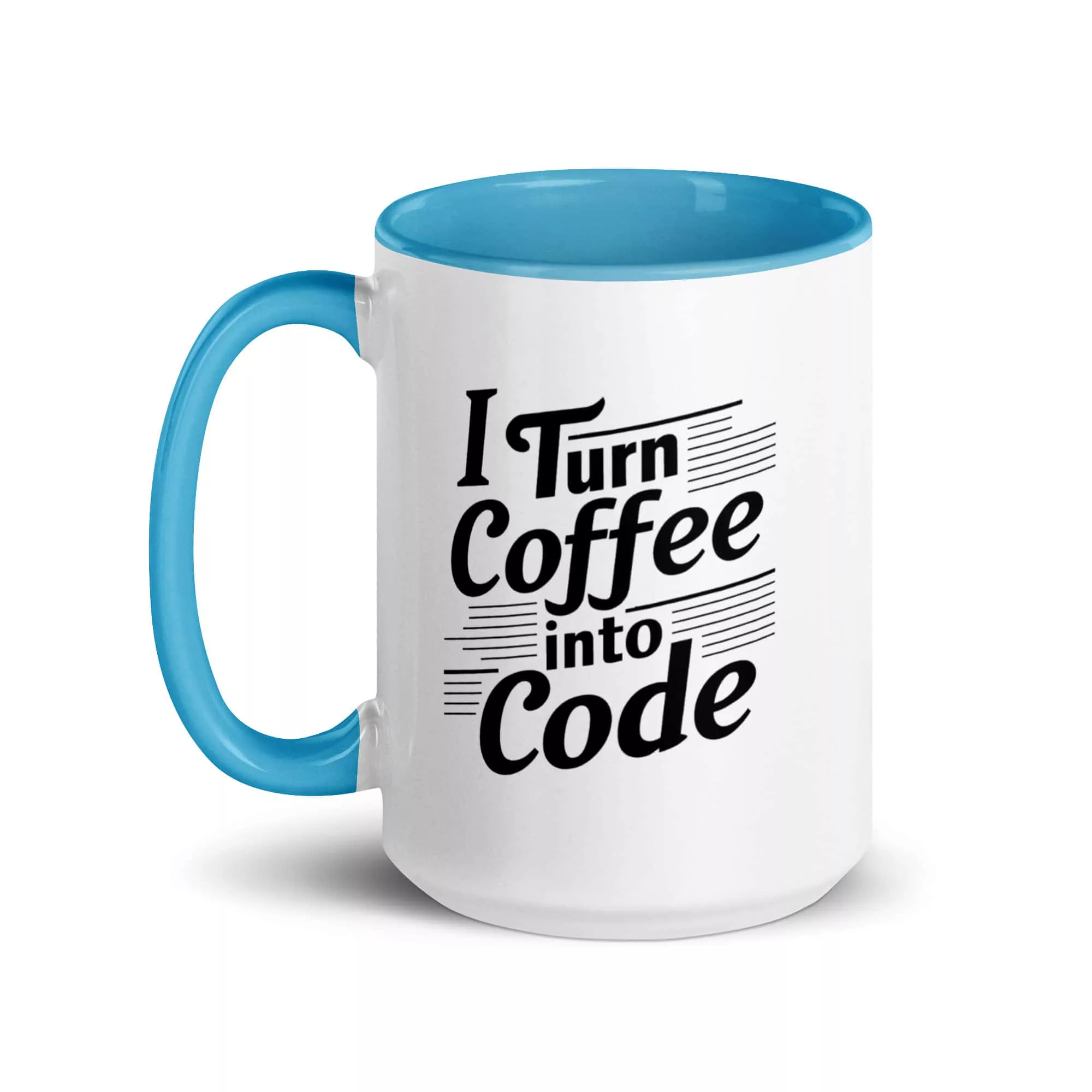 Taza I Turn Coffee Into Code Color Interior Azul 15Oz Left - Supertazas taza i turn coffee into code color interior azul 15oz left | Supertazas