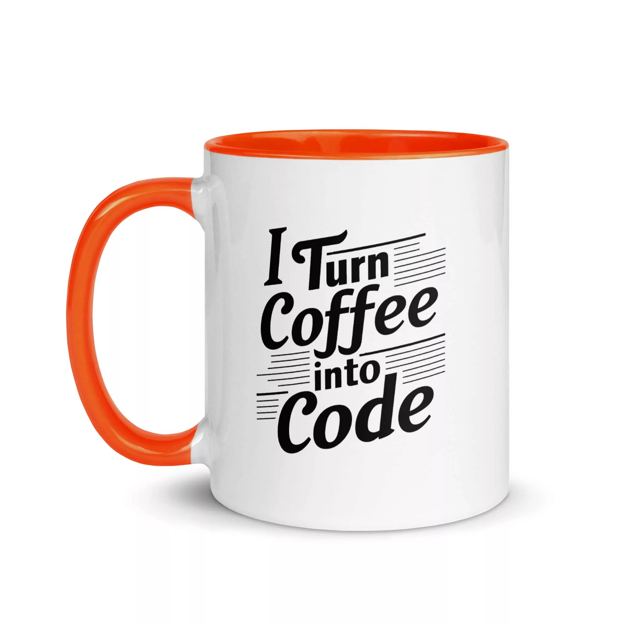 Taza I Turn Coffee Into Code Color Interior Naranja 11Oz Left - Supertazas taza i turn coffee into code color interior naranja 11oz left | Supertazas