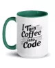 taza i turn coffee into code color interior verde oscuro 15oz left taza i turn coffee into code color interior verde oscuro 15oz left | Supertazas